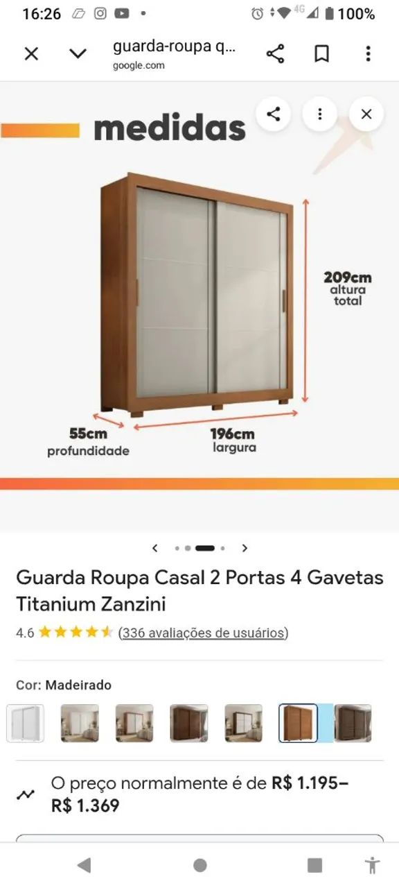 Guarda roupas 2 portas e correr  - Foto 4