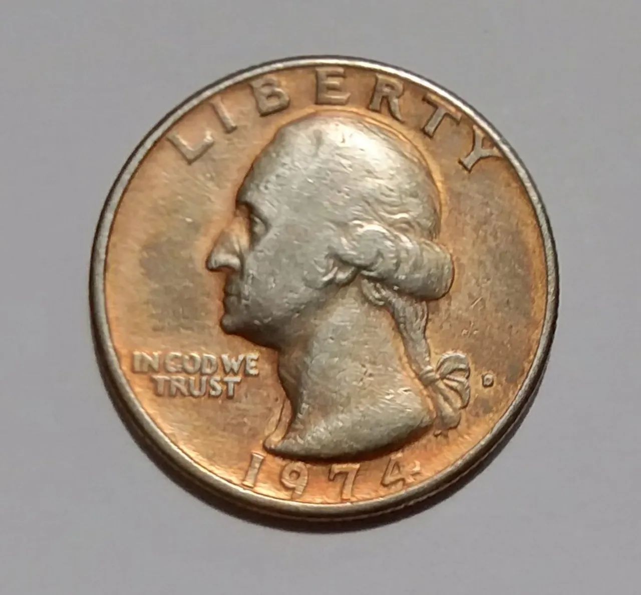 MOEDA ANTIGA QUARTER DOLLAR 1974 EUA - WASHINGTON QUARTER (MBC/SOBERBA). - Foto 3