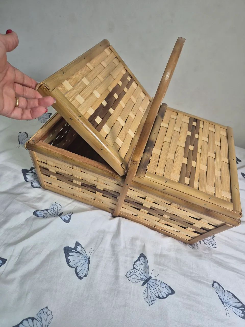 Cesta de piquenique em Bambu  - Foto 4