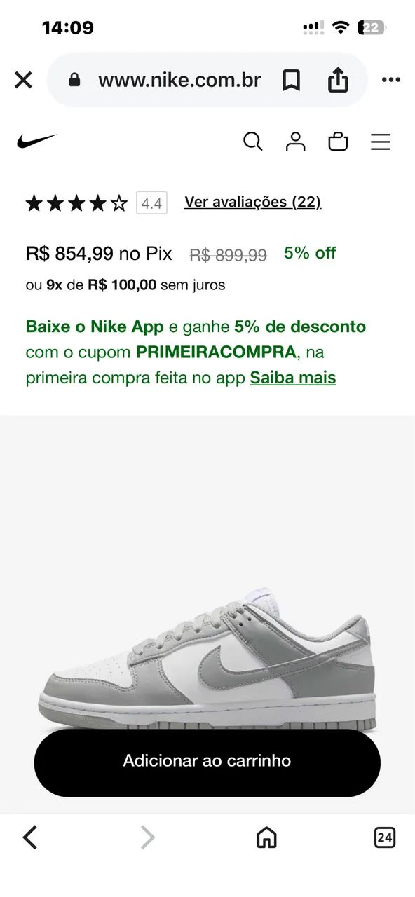 Tênis Nike Dunk Low cinza original 40 - Foto 5