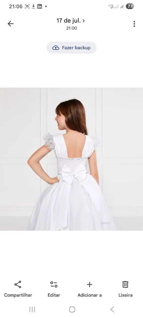 Vestido branco infantil com glitter 