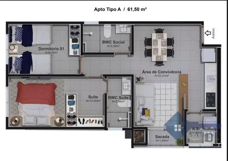 Apartamento para venda, 2 quarto(s), Centro, Braço Do Norte - Foto 3