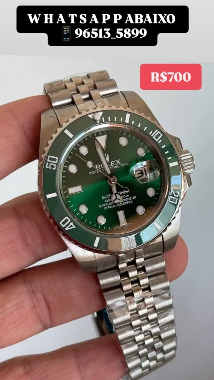 Relógio ROLEX AUTOMÁTICO - MODELO SUBMARINER HULK PULSEIRA JUBILEU