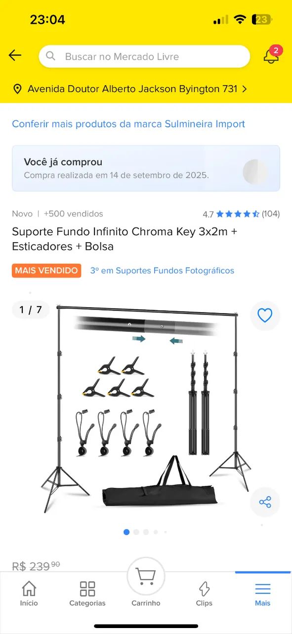 Suporte Fundo Infinito Chroma Key 3x2m + Esticadores + Bolsa - Foto 6