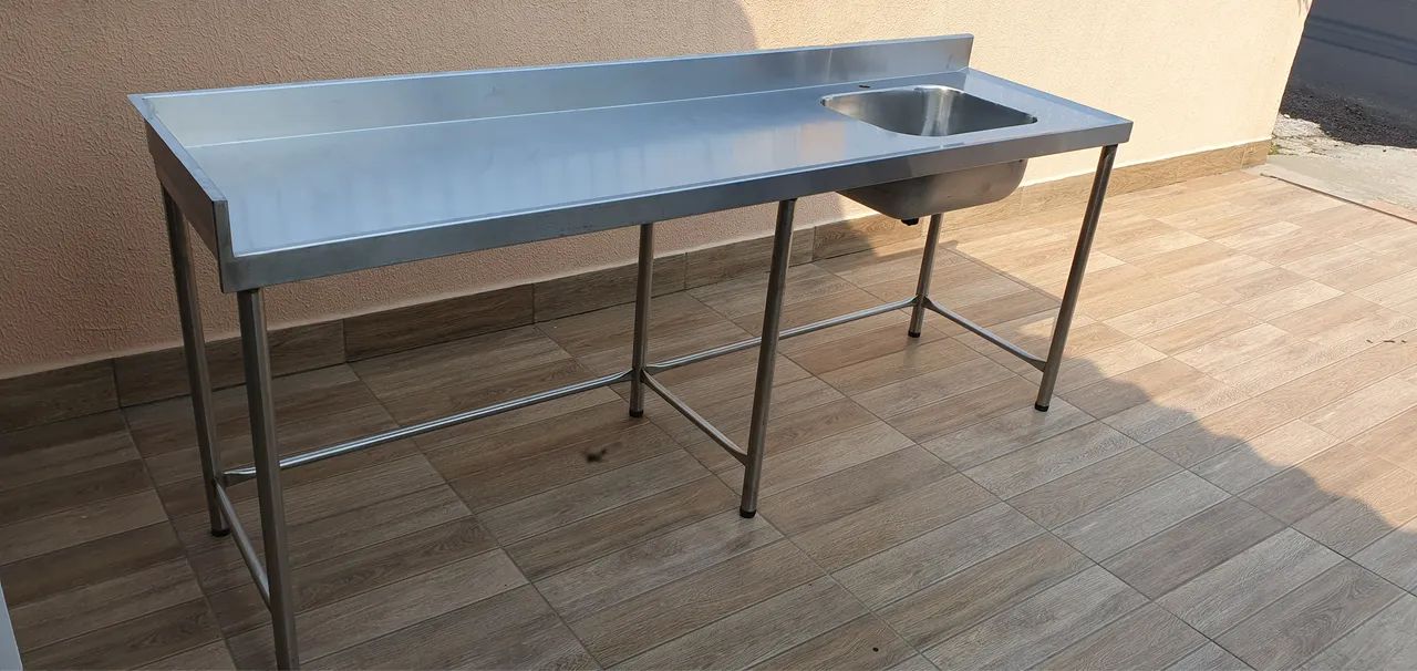 Pia inox bancada mesa com pia  - Foto 2