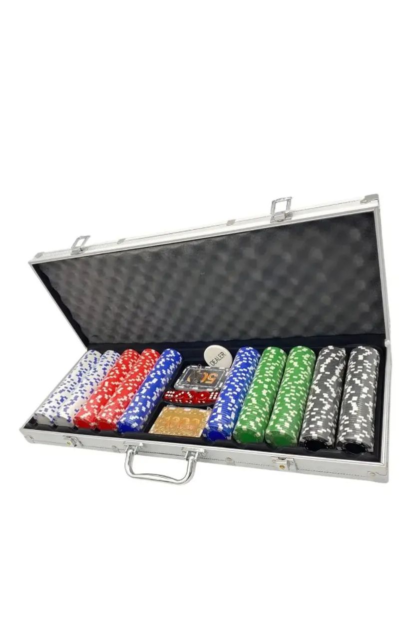 Maleta de Poker jogo com 500 fichas coloridas - Foto 4