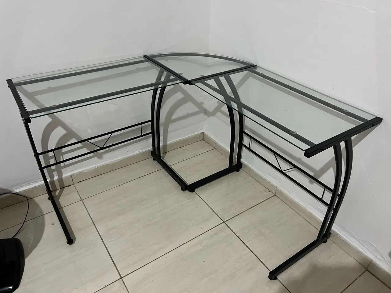 Mesa de vidro em L - Foto 3