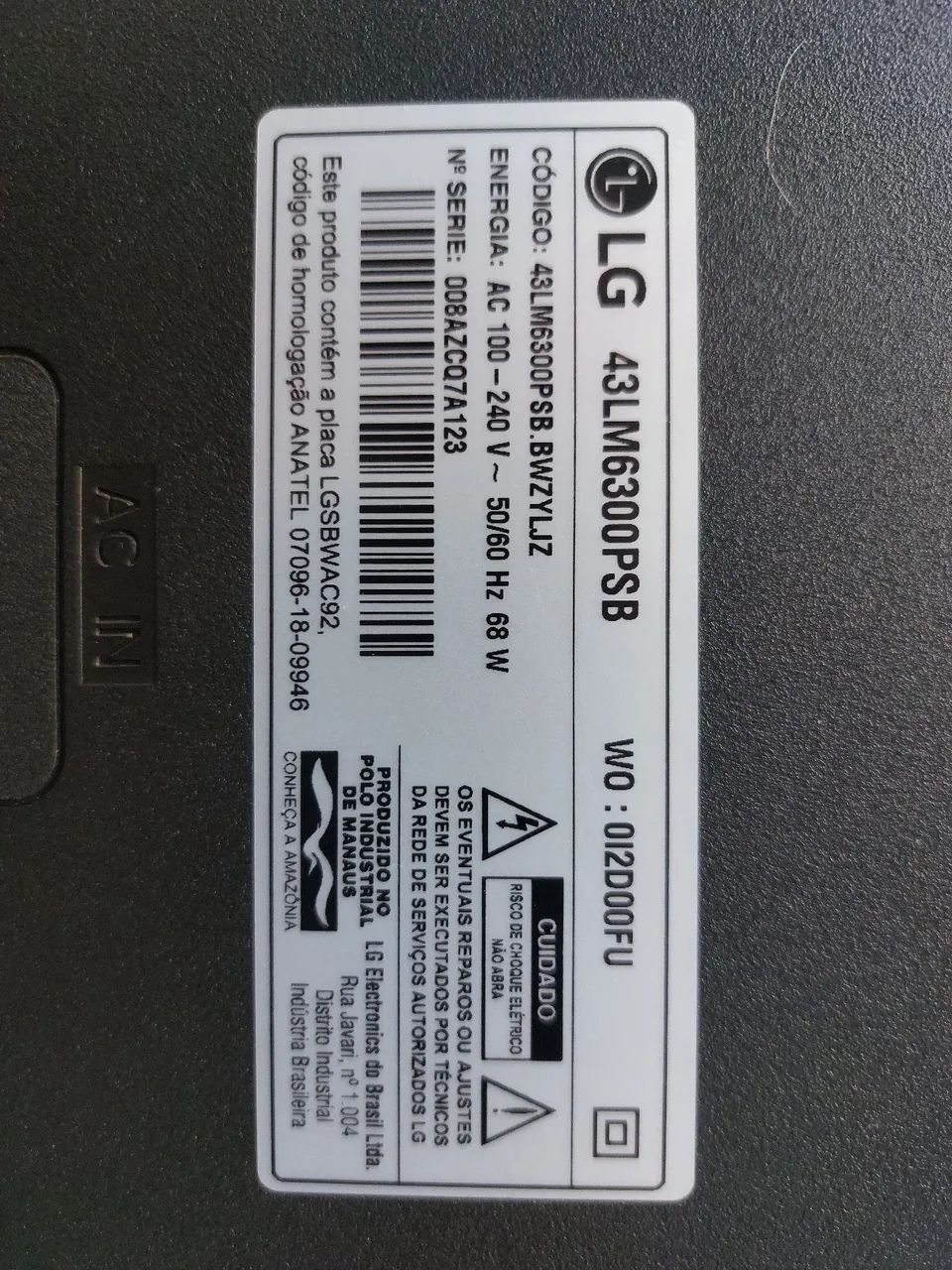TV LG 43LM6300PSB TELA DANIFICADA  - Foto 5