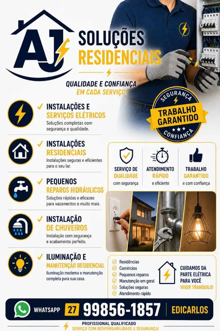 Serviços elétricos, reparos hidráulicos 