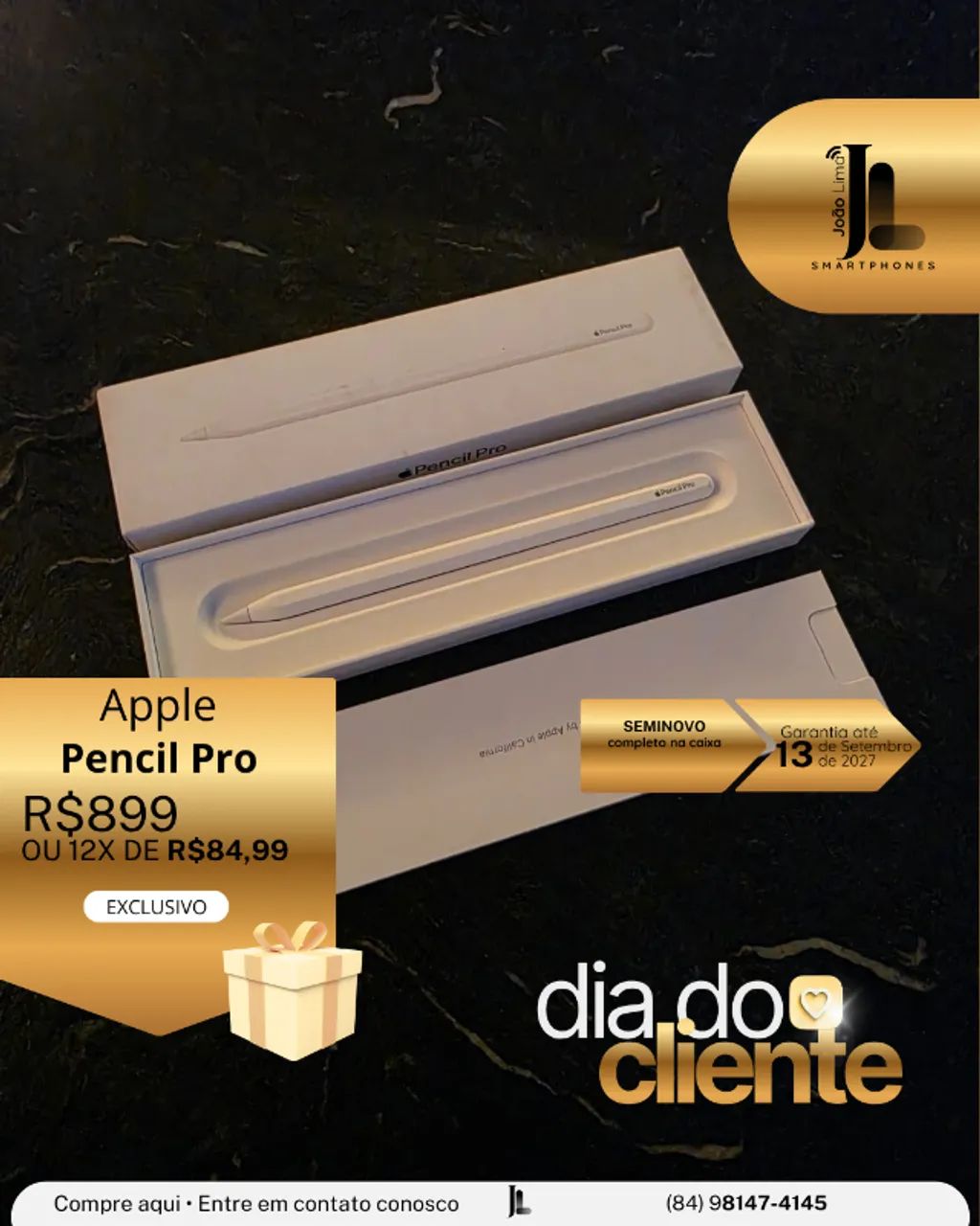 APPLE PENCIL PRO, SEMINOVO NA GARANTIA, EXCLUSIVO! - Periféricos e