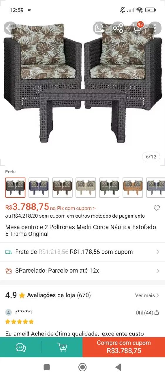 Mesa centro e 2 poltronas para área externa  - Foto 2