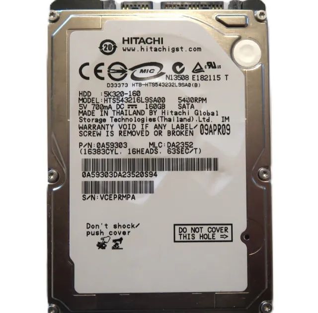 Hd notebook hitachi 160gb