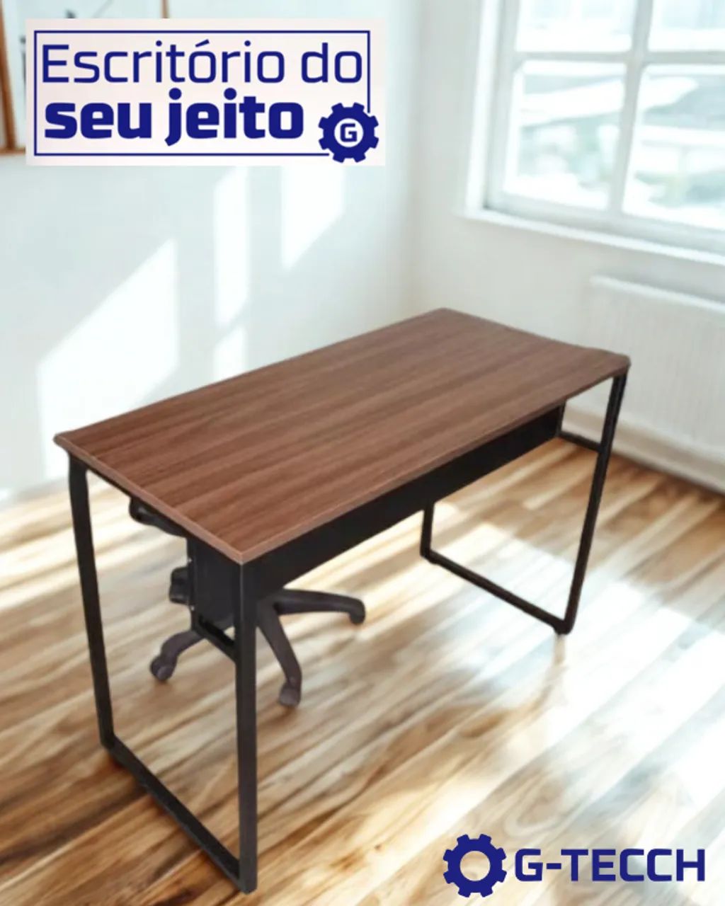 Mesa Industrial 1,1m REFORÇADA Amadeirada NOVA Multiuso Computador Notebook de Escritório - Foto 2