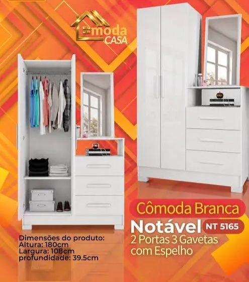 Mega Oferta do Dia! Roupeiro com Comoda e Espelho 