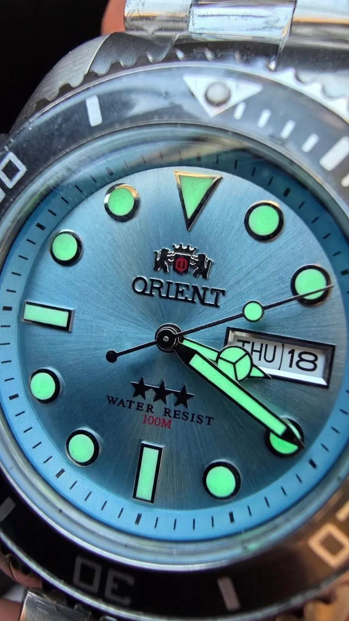 Relógio Orient Automático 3 estrelas azul celeste - Foto 5