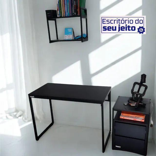  Mesa de Escritório Reforçada 1m NOVA Birô Industrial Multiuso para Computador Notebook  - Foto 4
