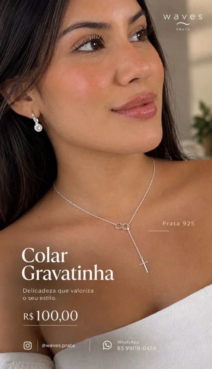 Colar Gravatinha Prata 925