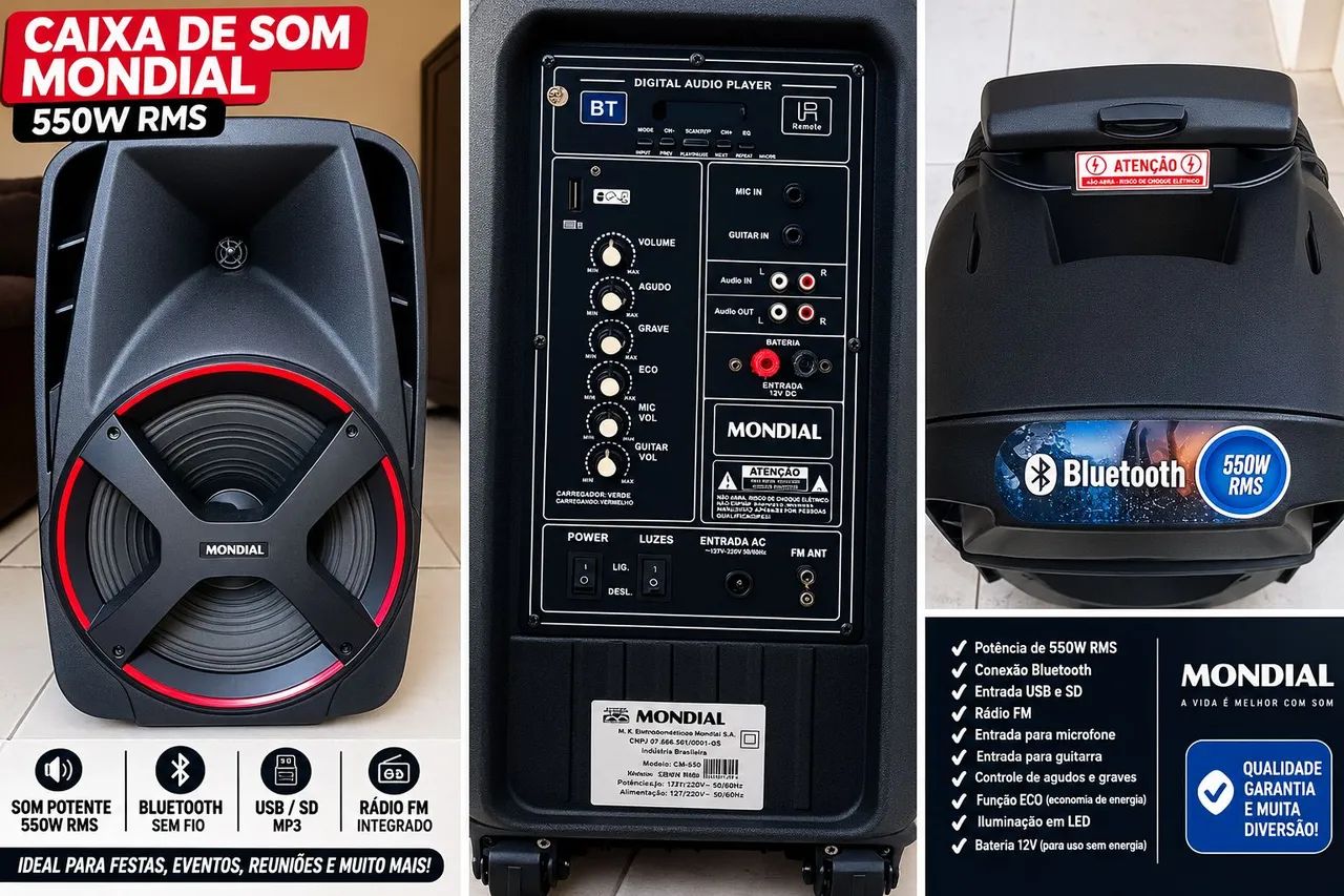 Caixa de som via Bluetooth, em ótimo estado 