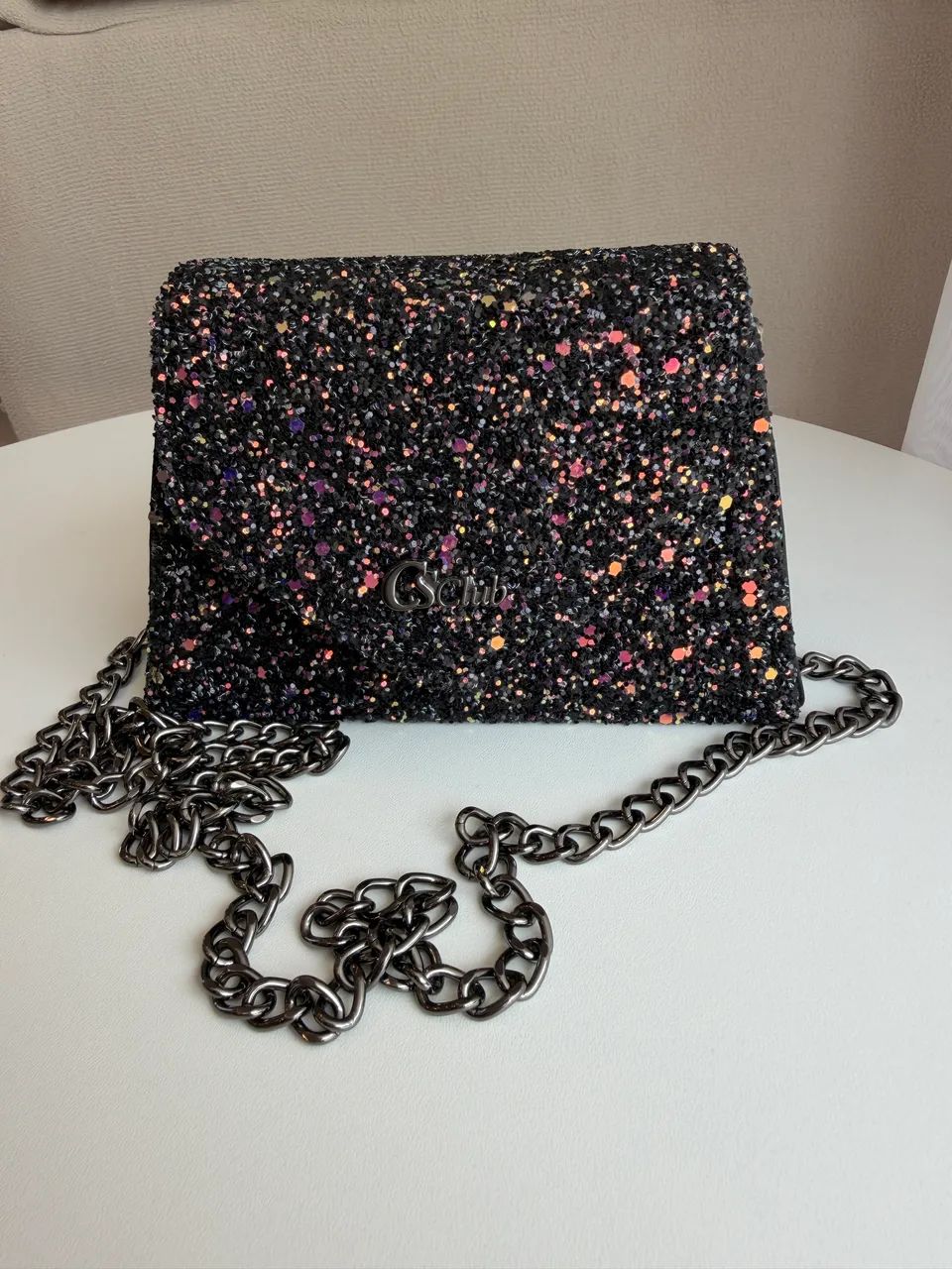     Bolsa Mini CS Club preta glitter