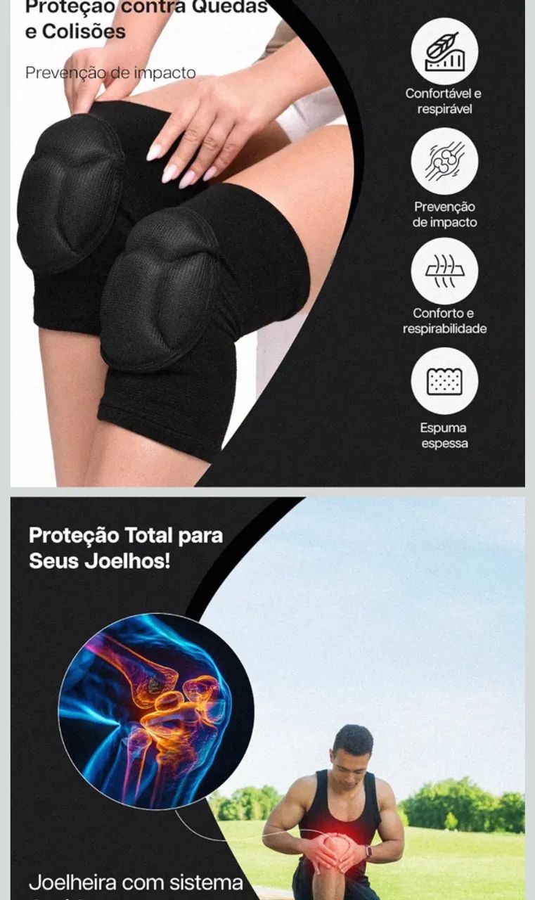 Par de joelheiras com esponjas respirável de proteção qualidade e eficácia  - Foto 4