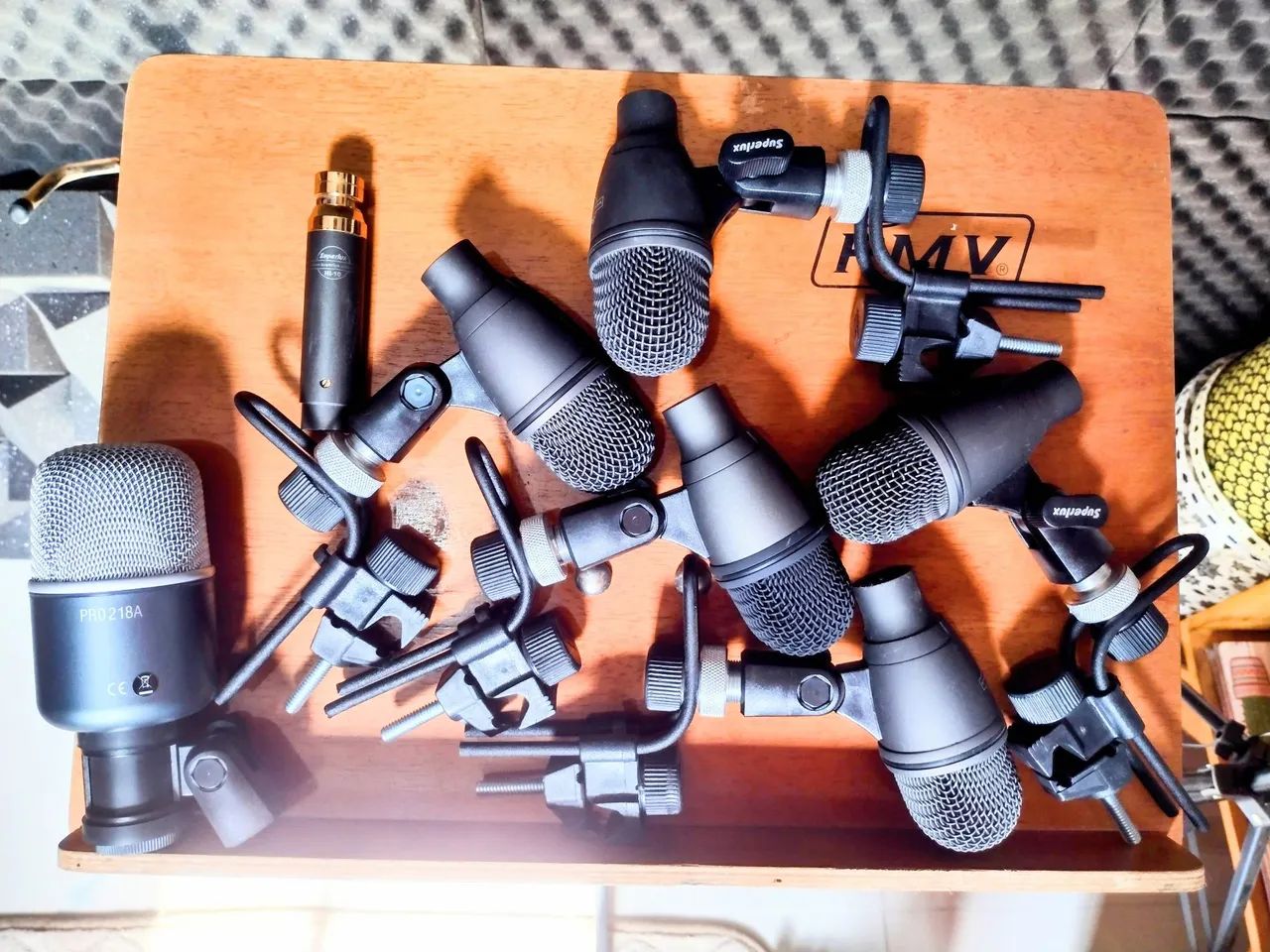 Kit microfone superlux 7 peças + clamps