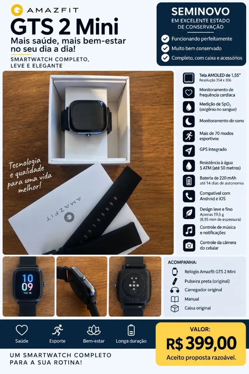 SmartWatch Amazfit GTS 2 mini  semi novo