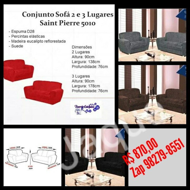 Conj Sofá Saint Pierre / Frete Grátis para maioria dos bairros.