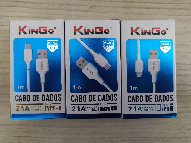Cabo carregador kingo Tipo C - Iphone - Micro USB v8