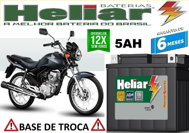 Bateria Heliar 5Ah Honda Fan 150cc 12v Automotivo  