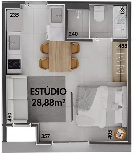 Studio à venda no Level UP - Adore- na Cachoeira do Bom Jesus na Ilha em Floripa