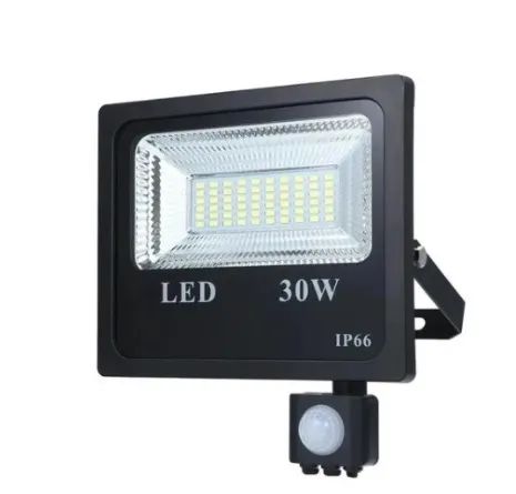 Refletor Holofote Led Sensor De Presença Prova D'agua 30W Branco Frio