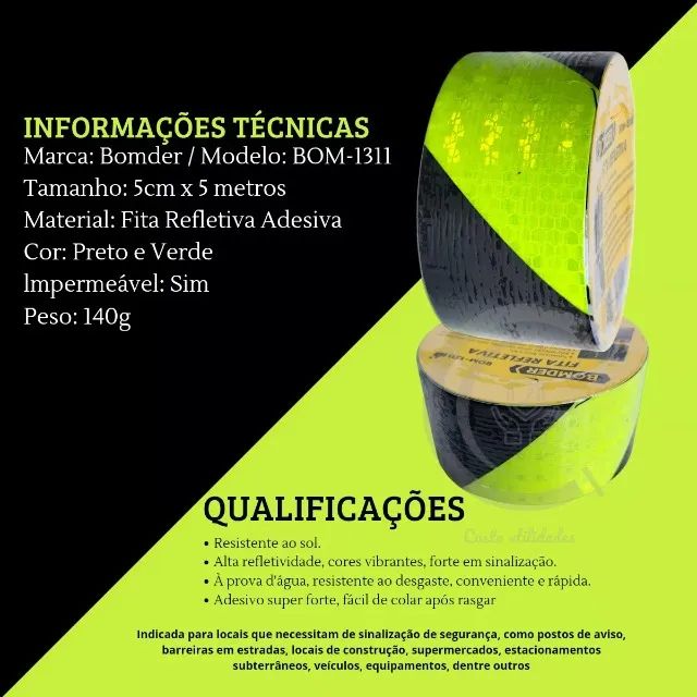 fita refletiva bomder bom-1311- verde neon e preto - Foto 2