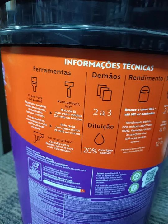 Tinta Suvinil Toque Fosco Completo 20L - Interior/Exterior - Foto 5