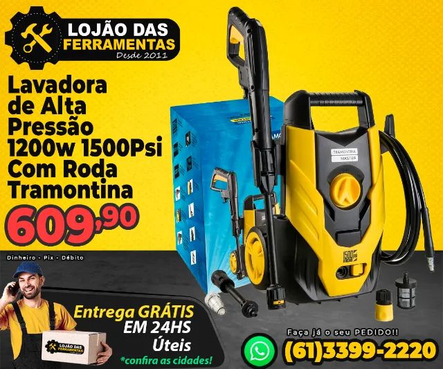 Lavadora de Alta Pressão 1200w 1500Psi Com Roda Tramontina