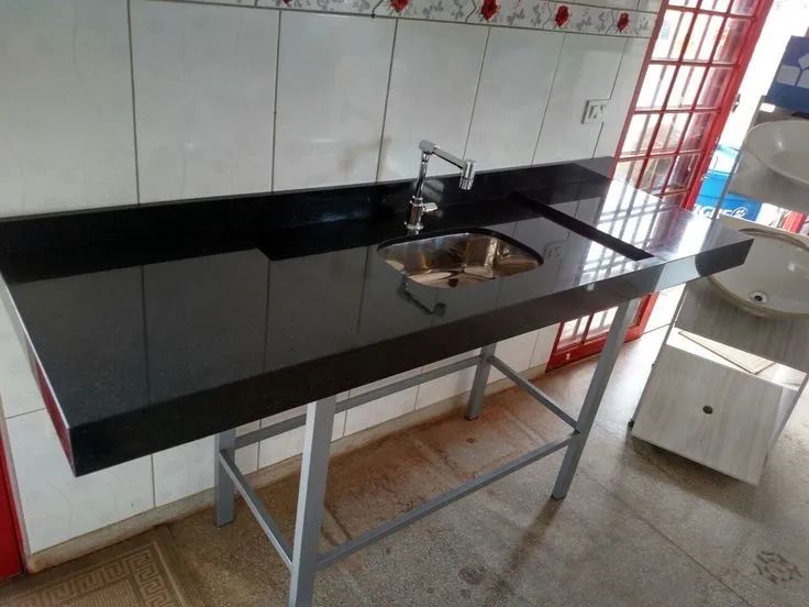 Pia de cozinha em granito preto - Foto 2