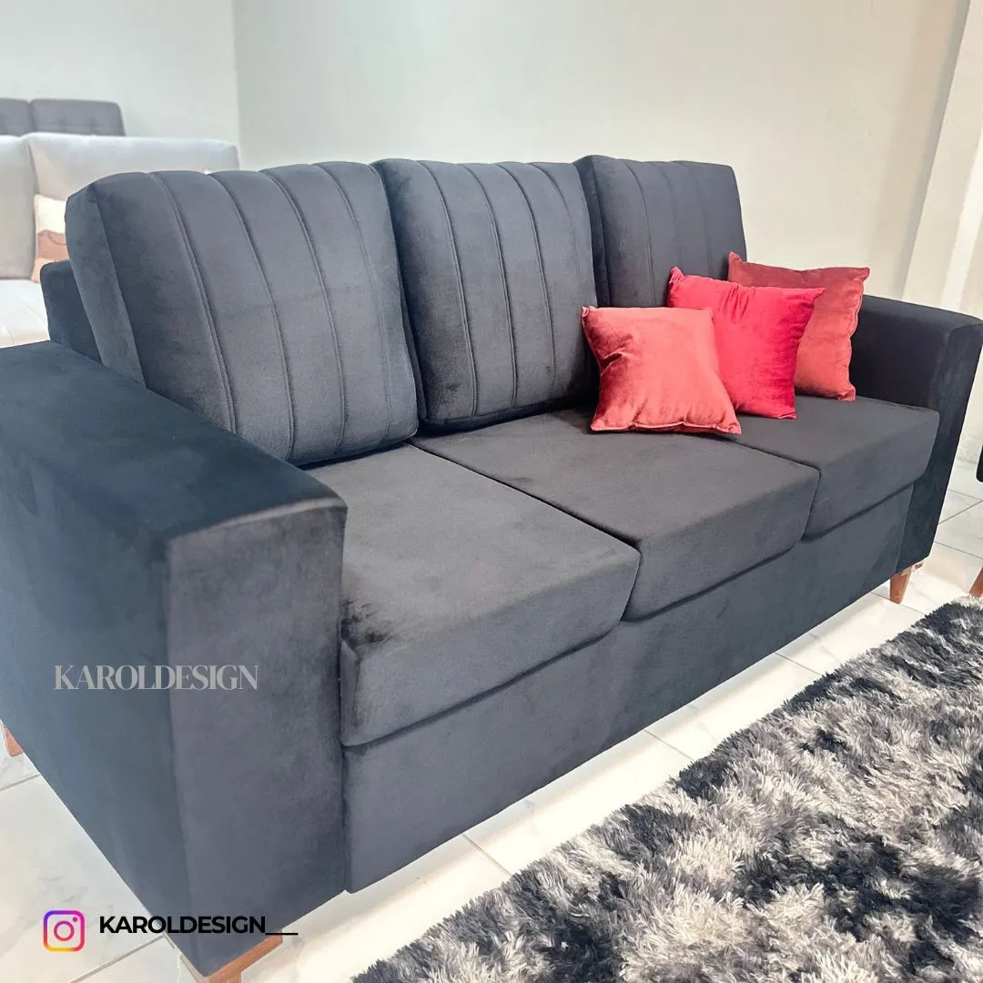 Sofá 3 Lugares Preto - Novo