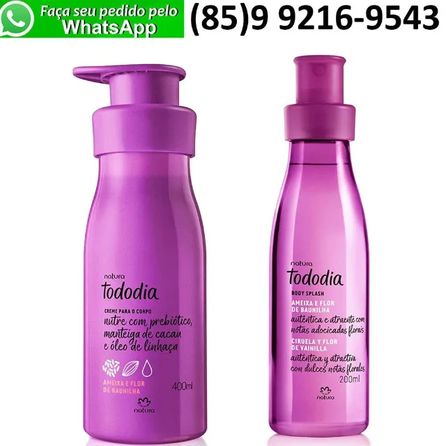 Kit Conjunto Creme Hidratante 400ml + Body Splash 200ml Tododia Ameixa e Flor de Baunilha