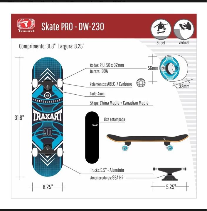 Skate Profissional Traxart - DW230 - Foto 5