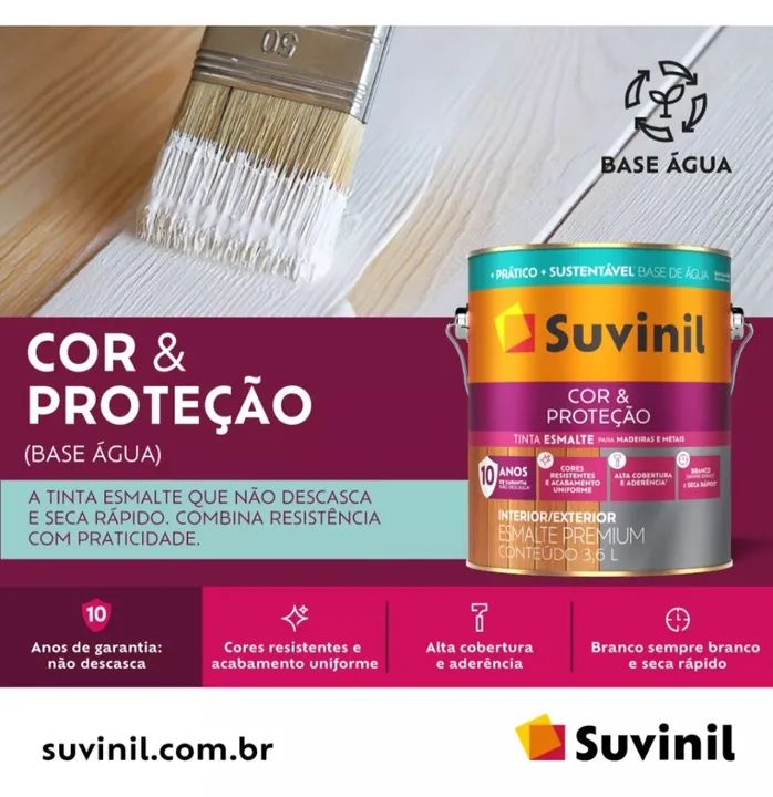 Tinta Esmalte Suvinil Premium 3,6L - Interior/Exterior - Foto 2