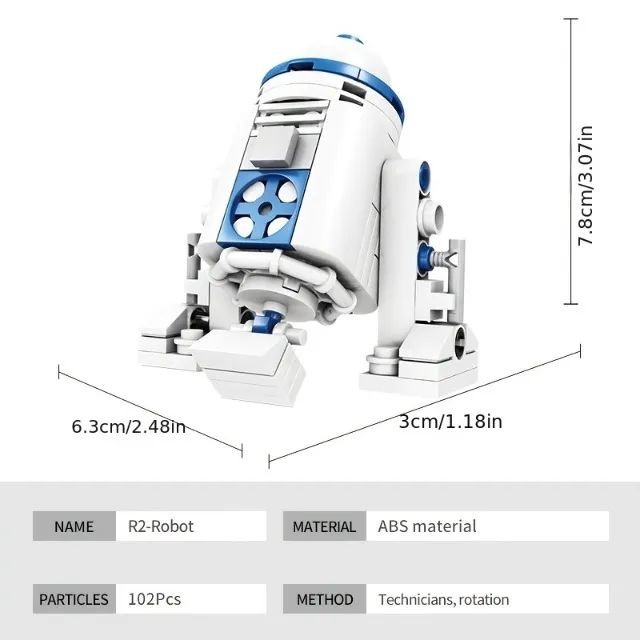 Robô R2D2 star minifigure com 102 peças de blocos de montar miniatura de coleção - Foto 4