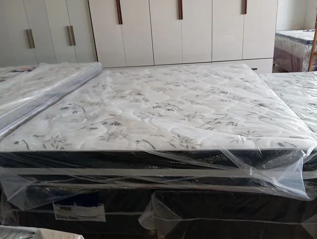 CAMA,CONJUNTO BOX QUEEN ESPUMA D65 NOVO 
