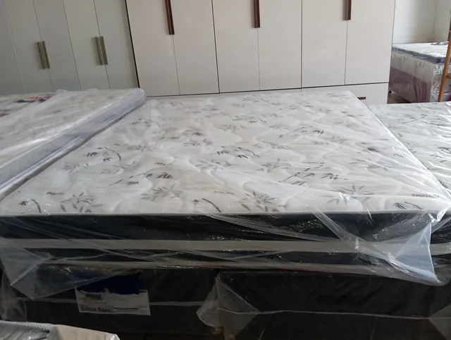 CAMA,CONJUNTO BOX QUEEN ESPUMA D65 NOVO