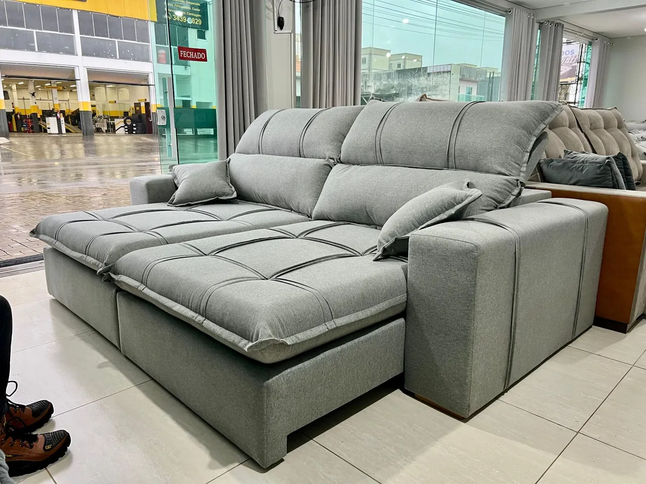 Sofá lindíssimo em linho aproveita 18 cm pillow molas ensacadas Premium