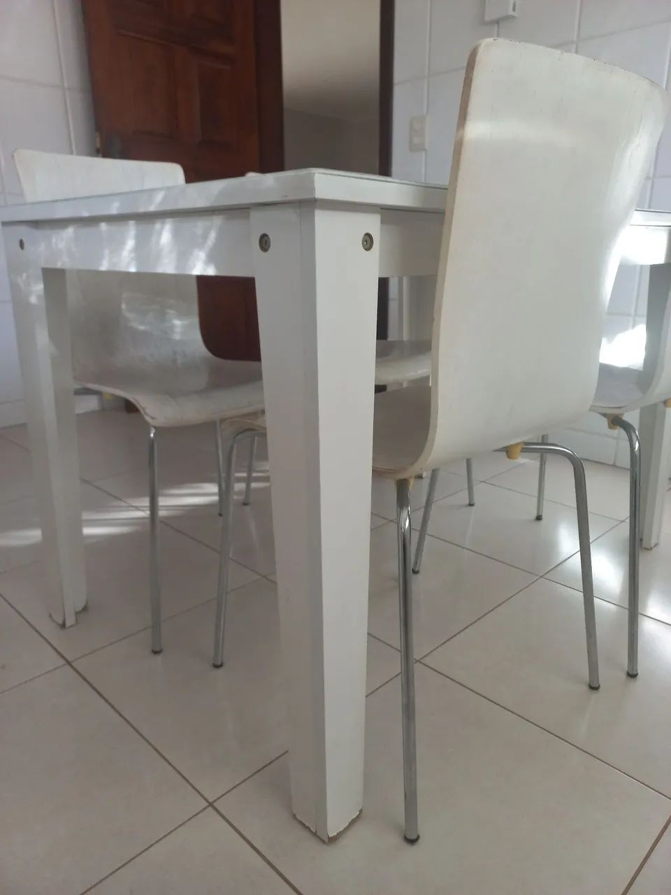 Mesa com tampo de vidro branco - Foto 4