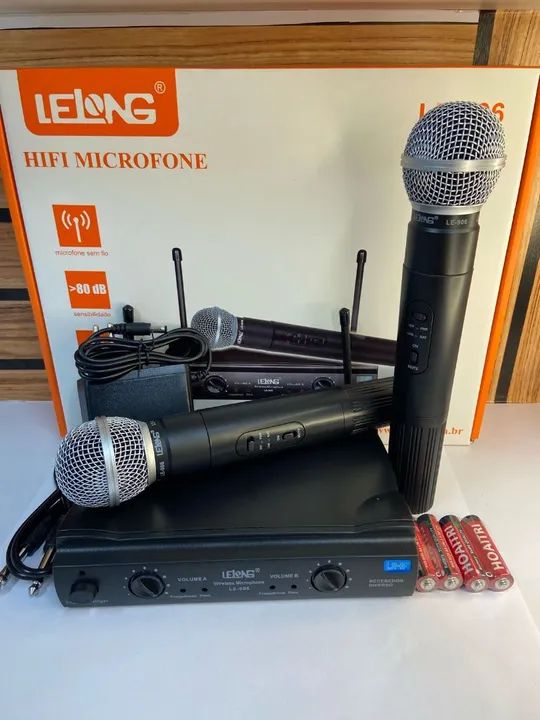 MICROFONE SEM FIO COM RECEPTOR LELONG LE-906 - Foto 2
