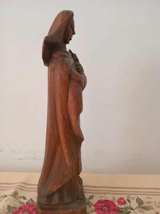 Estátua de madeira antiga de Santa Teresinha - Foto 3