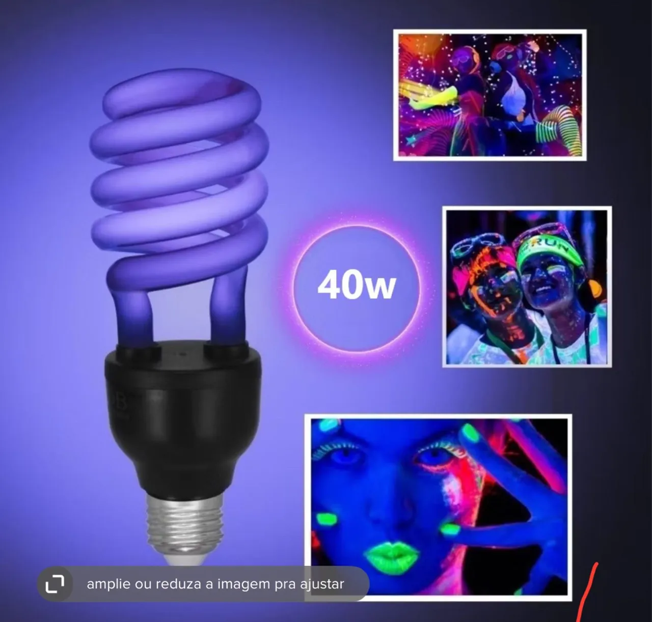 Lampada luz negra 40w espiral