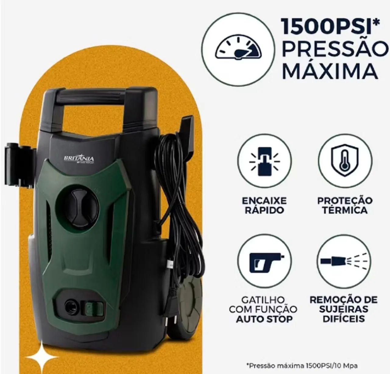 LAVADORA DE ALTA PRESSÃO BRITÂNIA 1200W 1500PSI VERDE - BLA2600 - Foto 2