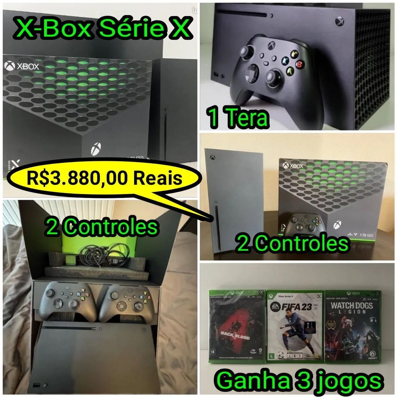 Xbox Series X 1 Tera - 2 Controles - Ganha 3 Jogos