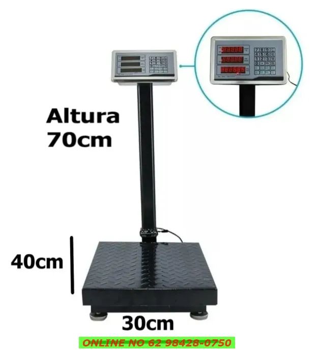 Balança Digital 150kg Plataforma Reforçada 40x30cm C/bateria